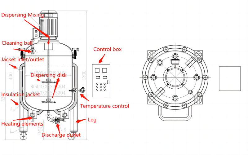 Mixing pot gearstalling tekening